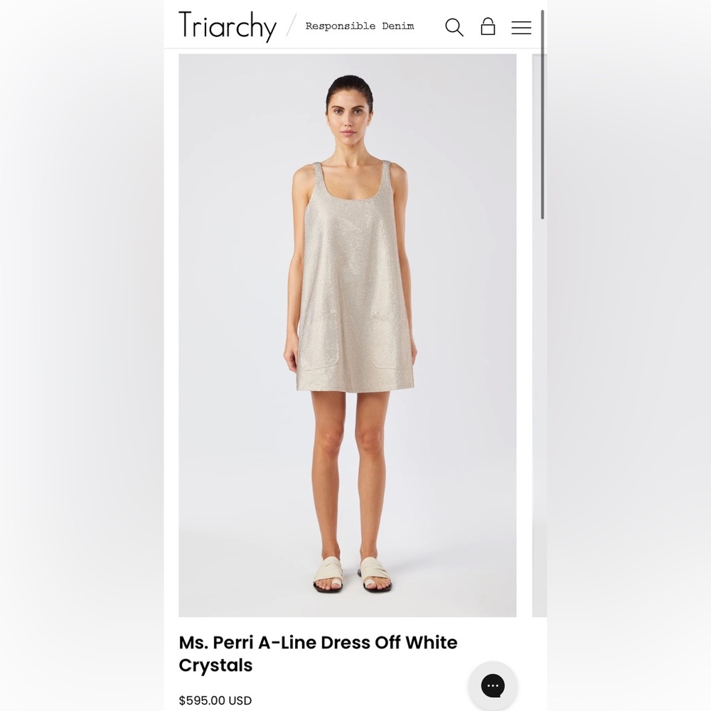 NWT Triarchy Ms. Perri A-Line Dress Off White Crystals